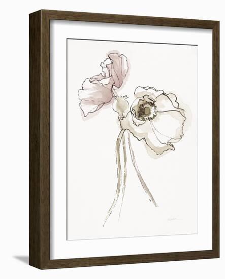 Three Somniferums Poppies Neutral II-Shirley Novak-Framed Art Print