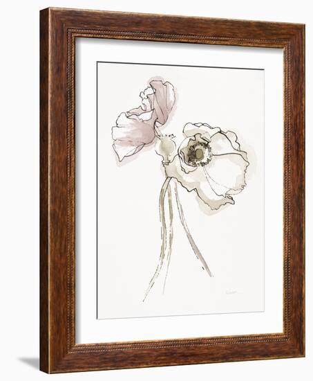 Three Somniferums Poppies Neutral II-Shirley Novak-Framed Art Print