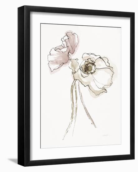 Three Somniferums Poppies Neutral II-Shirley Novak-Framed Art Print
