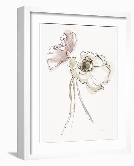 Three Somniferums Poppies Neutral II-Shirley Novak-Framed Art Print