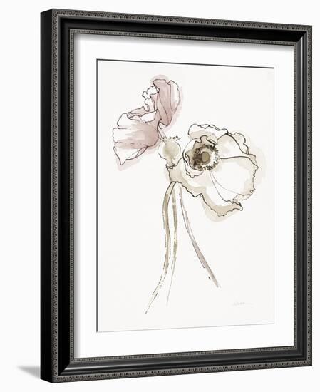 Three Somniferums Poppies Neutral II-Shirley Novak-Framed Art Print