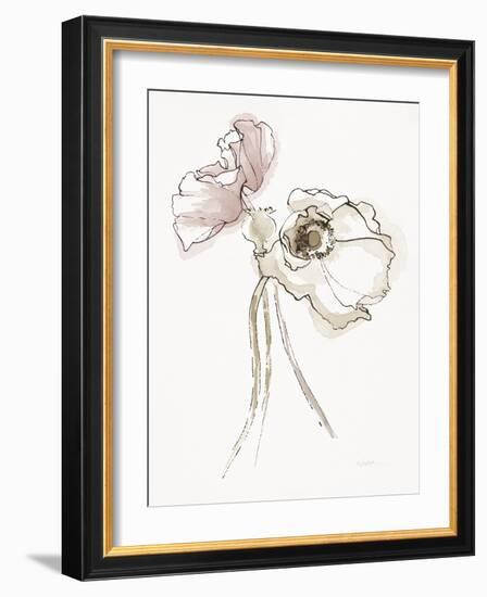 Three Somniferums Poppies Neutral II-Shirley Novak-Framed Art Print