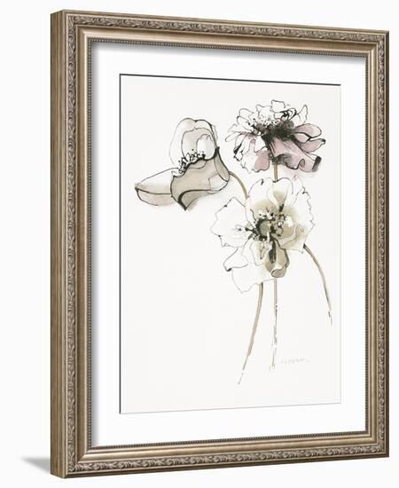 Three Somniferums Poppies Neutral-Shirley Novak-Framed Art Print