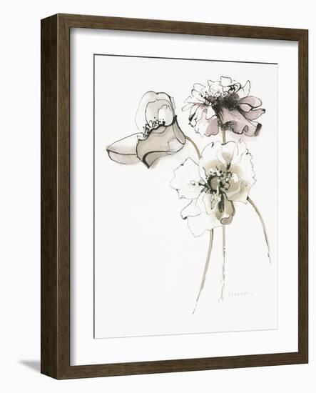 Three Somniferums Poppies Neutral-Shirley Novak-Framed Art Print