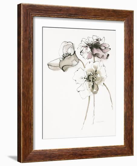 Three Somniferums Poppies Neutral-Shirley Novak-Framed Art Print