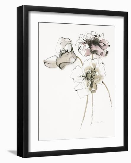 Three Somniferums Poppies Neutral-Shirley Novak-Framed Art Print