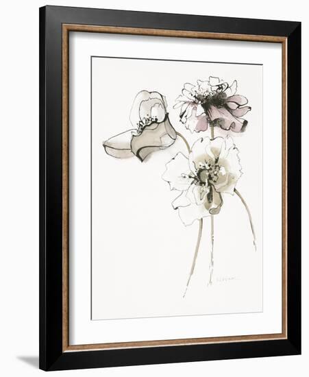 Three Somniferums Poppies Neutral-Shirley Novak-Framed Art Print