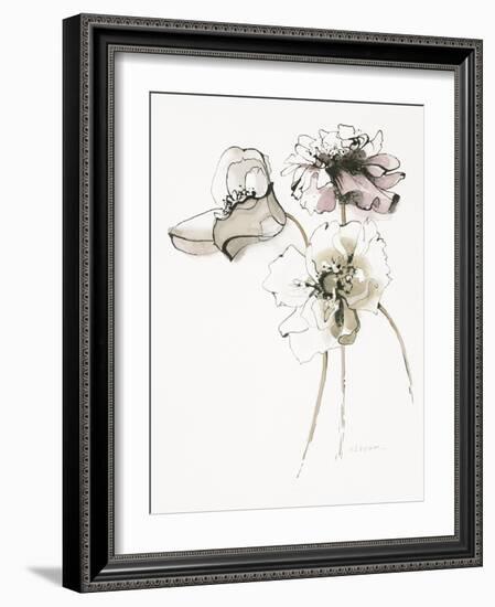 Three Somniferums Poppies Neutral-Shirley Novak-Framed Art Print