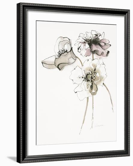 Three Somniferums Poppies Neutral-Shirley Novak-Framed Art Print