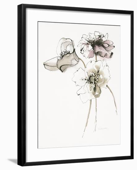 Three Somniferums Poppies Neutral-Shirley Novak-Framed Art Print