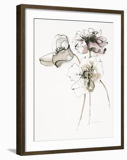 Three Somniferums Poppies Neutral-Shirley Novak-Framed Art Print