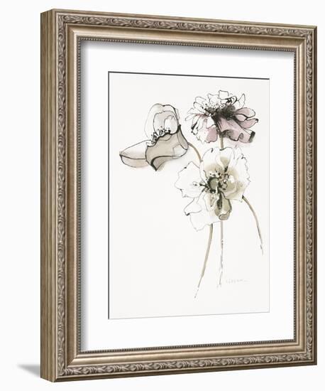 Three Somniferums Poppies Neutral-Shirley Novak-Framed Art Print