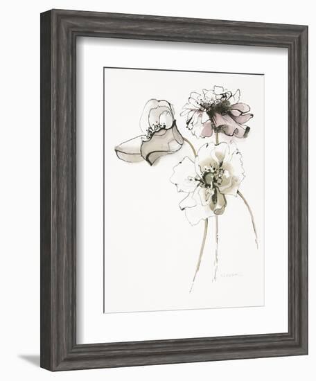 Three Somniferums Poppies Neutral-Shirley Novak-Framed Art Print