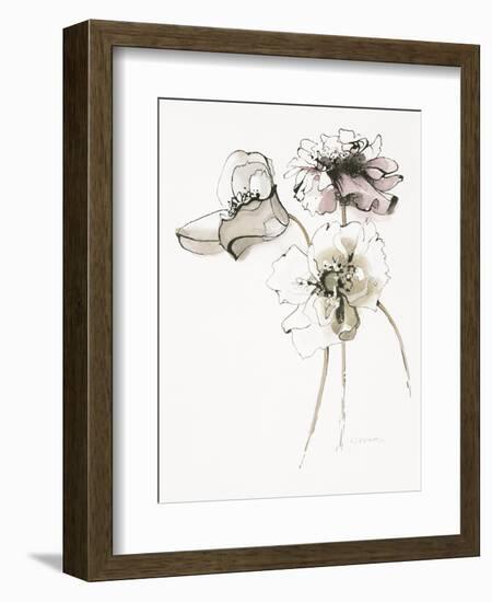 Three Somniferums Poppies Neutral-Shirley Novak-Framed Art Print