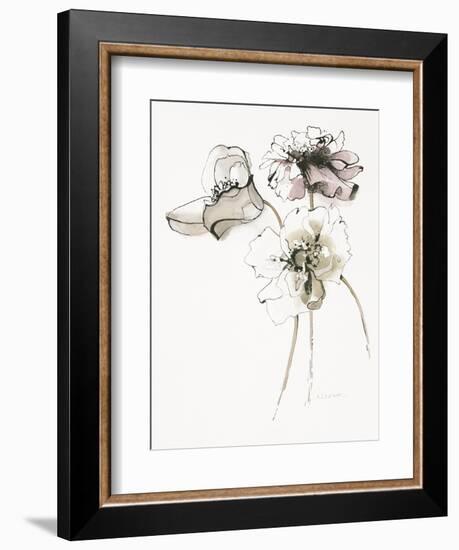 Three Somniferums Poppies Neutral-Shirley Novak-Framed Art Print