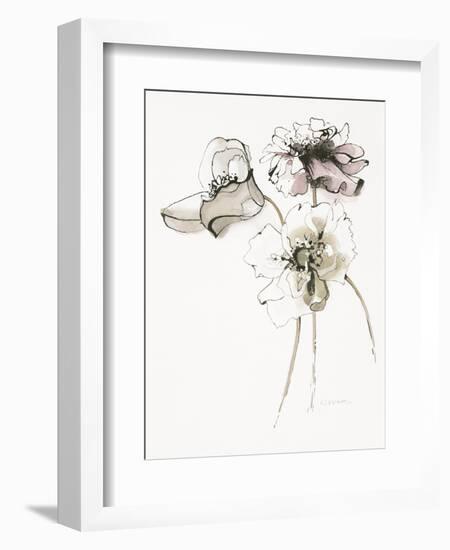 Three Somniferums Poppies Neutral-Shirley Novak-Framed Art Print