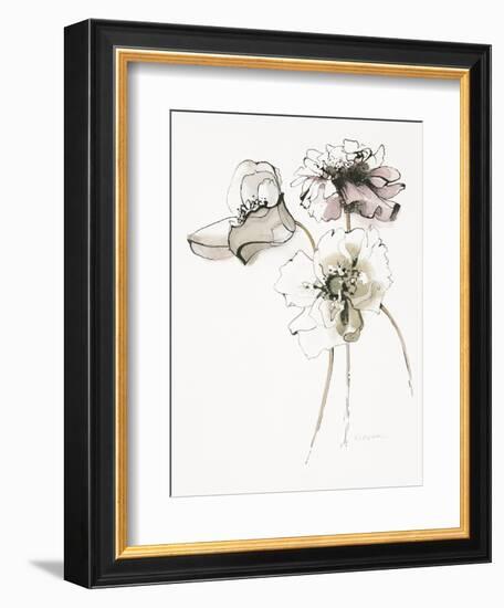 Three Somniferums Poppies Neutral-Shirley Novak-Framed Art Print