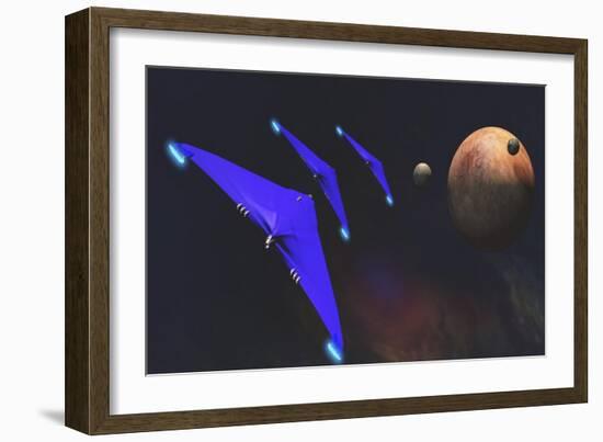 Three Spaceships from Earth Travel to a Planet Near the Crab Nebula-null-Framed Premium Giclee Print