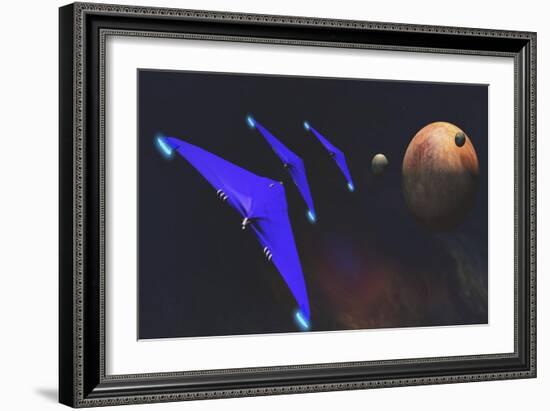 Three Spaceships from Earth Travel to a Planet Near the Crab Nebula-null-Framed Premium Giclee Print