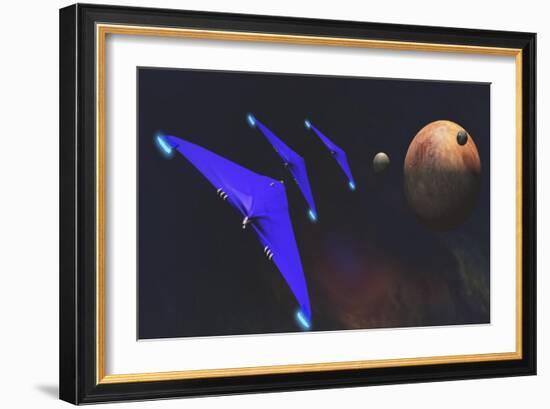 Three Spaceships from Earth Travel to a Planet Near the Crab Nebula-null-Framed Premium Giclee Print