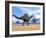 Three Spinosaurus Dinosaurs Walking in the Desert-null-Framed Art Print