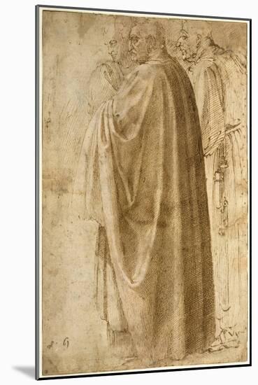 Three Standing Men in Wide Cloaks Turned to the Left, Ca 1492-1496-Michelangelo Buonarroti-Mounted Giclee Print