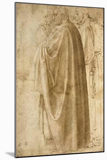 Three Standing Men in Wide Cloaks Turned to the Left (Recto)-Michelangelo Buonarroti-Mounted Giclee Print