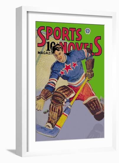 Three Star Goalie Lunges for Puck-null-Framed Art Print