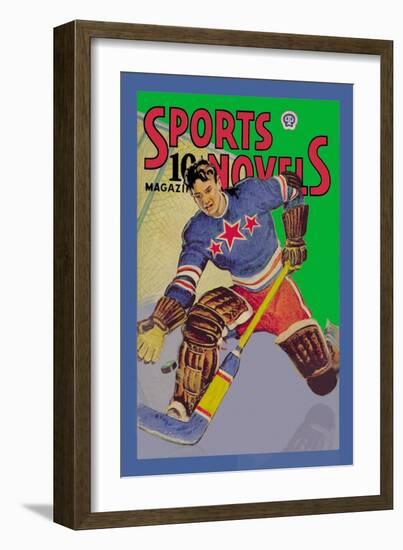 Three Star Goalie Lunges for Puck-null-Framed Art Print