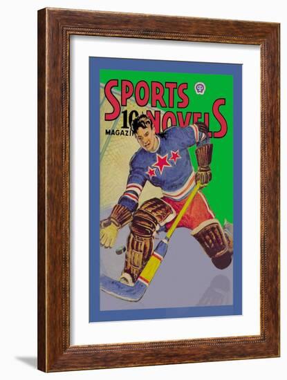 Three Star Goalie Lunges for Puck-null-Framed Art Print