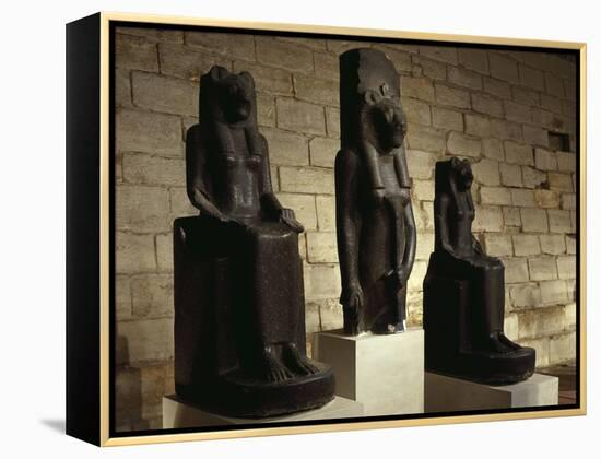 Three Statues of the Goddess Sekhmet in Guise of Lion, from Thebes-null-Framed Premier Image Canvas