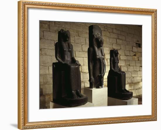 Three Statues of the Goddess Sekhmet in Guise of Lion, from Thebes-null-Framed Giclee Print