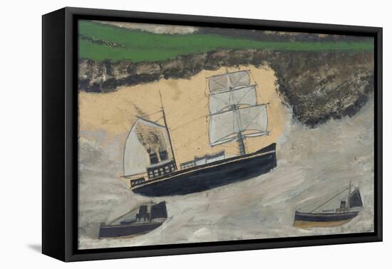 Three Steamers (Oil & Pencil on Board)-Alfred Wallis-Framed Premier Image Canvas