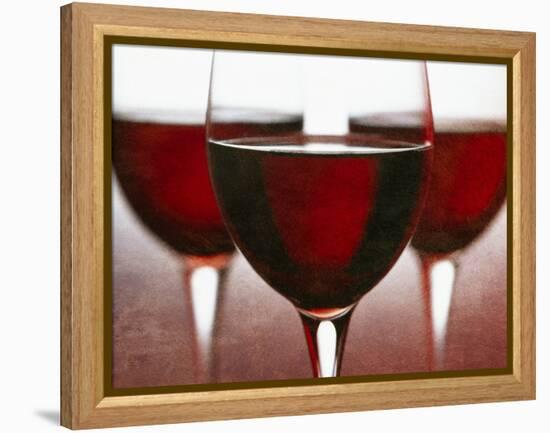 Three Stemmed Glasses of Red Wine-Steve Lupton-Framed Premier Image Canvas