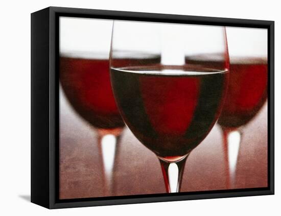 Three Stemmed Glasses of Red Wine-Steve Lupton-Framed Premier Image Canvas