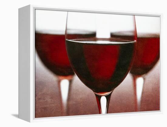 Three Stemmed Glasses of Red Wine-Steve Lupton-Framed Premier Image Canvas