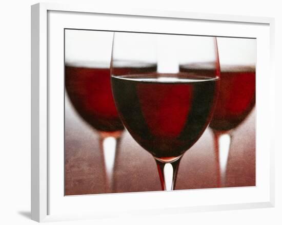 Three Stemmed Glasses of Red Wine-Steve Lupton-Framed Photographic Print