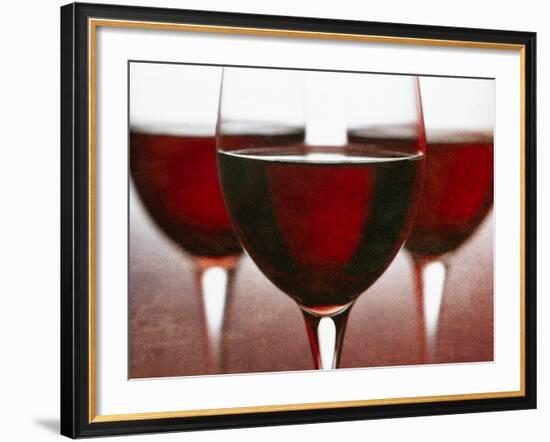 Three Stemmed Glasses of Red Wine-Steve Lupton-Framed Photographic Print