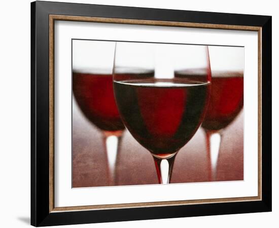 Three Stemmed Glasses of Red Wine-Steve Lupton-Framed Photographic Print