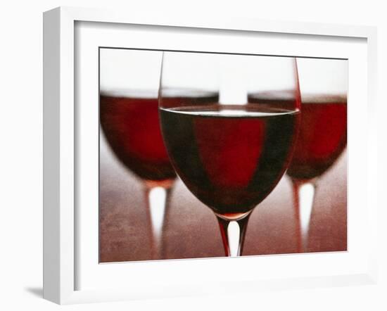 Three Stemmed Glasses of Red Wine-Steve Lupton-Framed Photographic Print