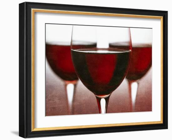 Three Stemmed Glasses of Red Wine-Steve Lupton-Framed Photographic Print