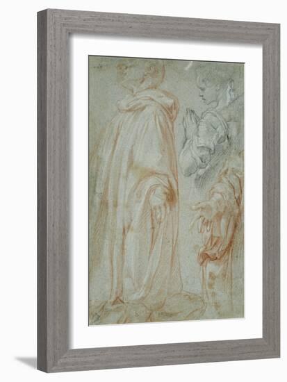 Three Studies for the Resurrected Christ Adored by a Female Saint and San Silvestro Gozzalini, 1607-Francesco Vanni-Framed Giclee Print