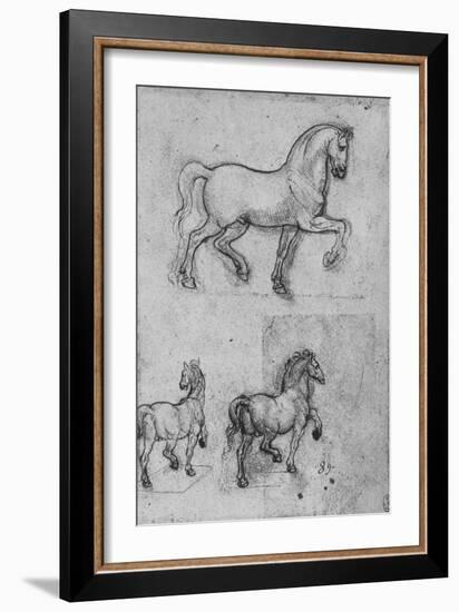 'Three Studies of Horses', c1480 (1945)-Leonardo Da Vinci-Framed Giclee Print