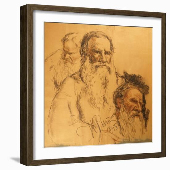 Three Studies of Leo Tolstoy (1828-1910)-Ilya Efimovich Repin-Framed Giclee Print