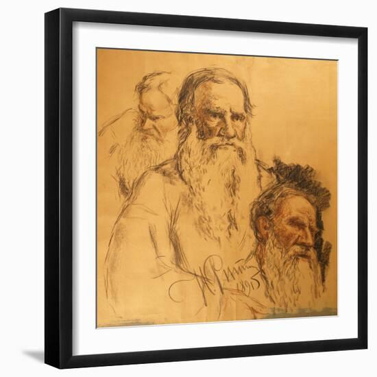 Three Studies of Leo Tolstoy (1828-1910)-Ilya Efimovich Repin-Framed Giclee Print
