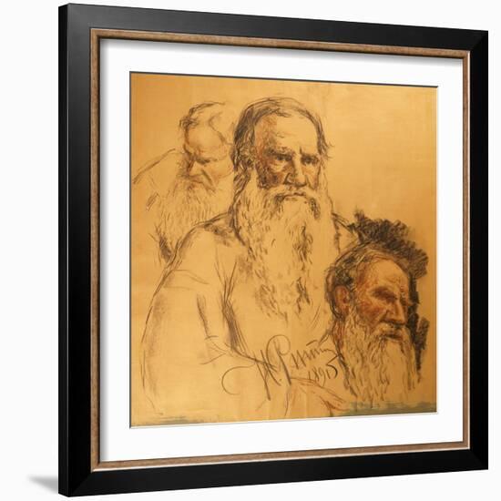 Three Studies of Leo Tolstoy (1828-1910)-Ilya Efimovich Repin-Framed Giclee Print