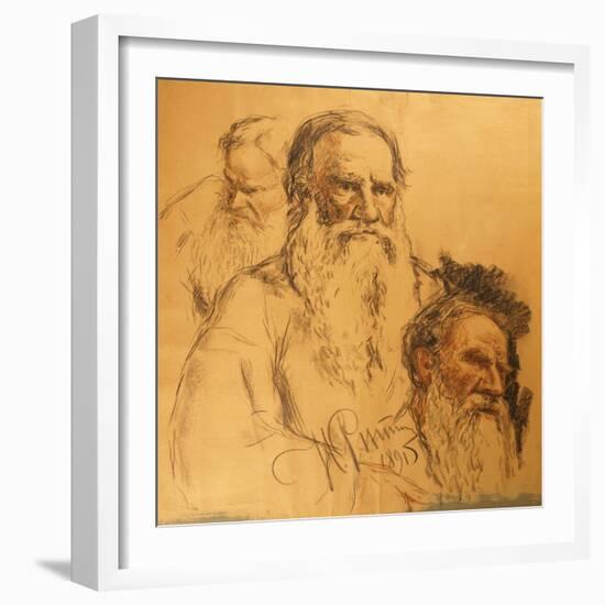 Three Studies of Leo Tolstoy (1828-1910)-Ilya Efimovich Repin-Framed Giclee Print