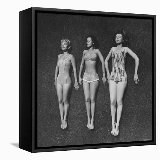 Three Sun Bathers Soaking Up Rays-Allan Grant-Framed Premier Image Canvas