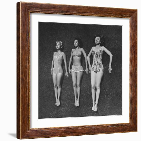 Three Sun Bathers Soaking Up Rays-Allan Grant-Framed Photographic Print