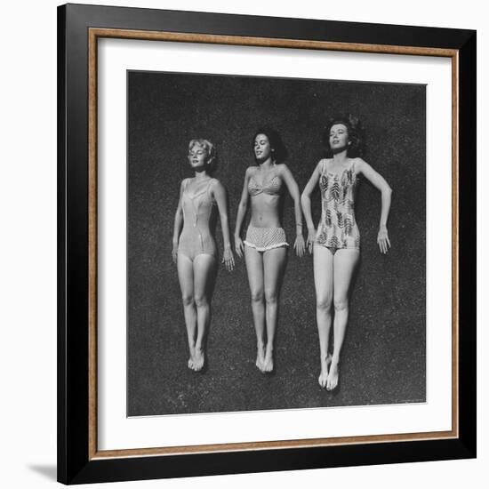 Three Sun Bathers Soaking Up Rays-Allan Grant-Framed Photographic Print